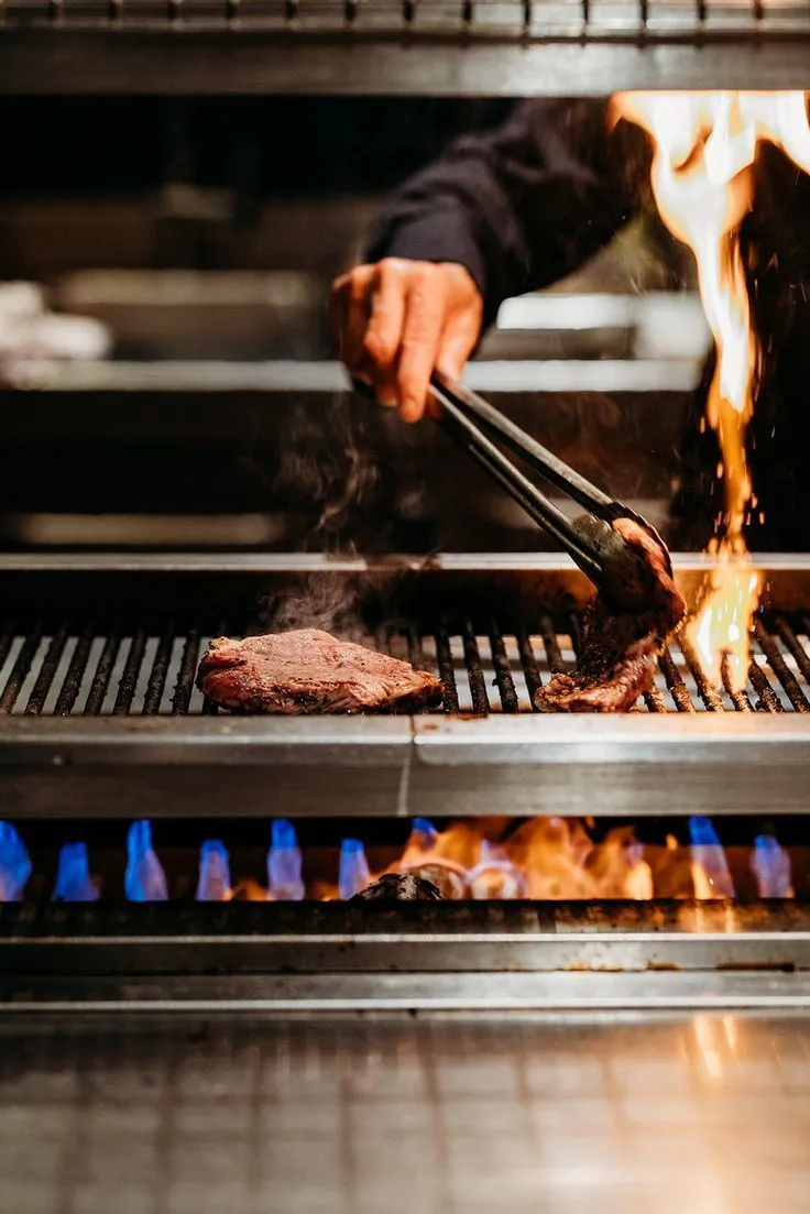 Live cooking on the open grill