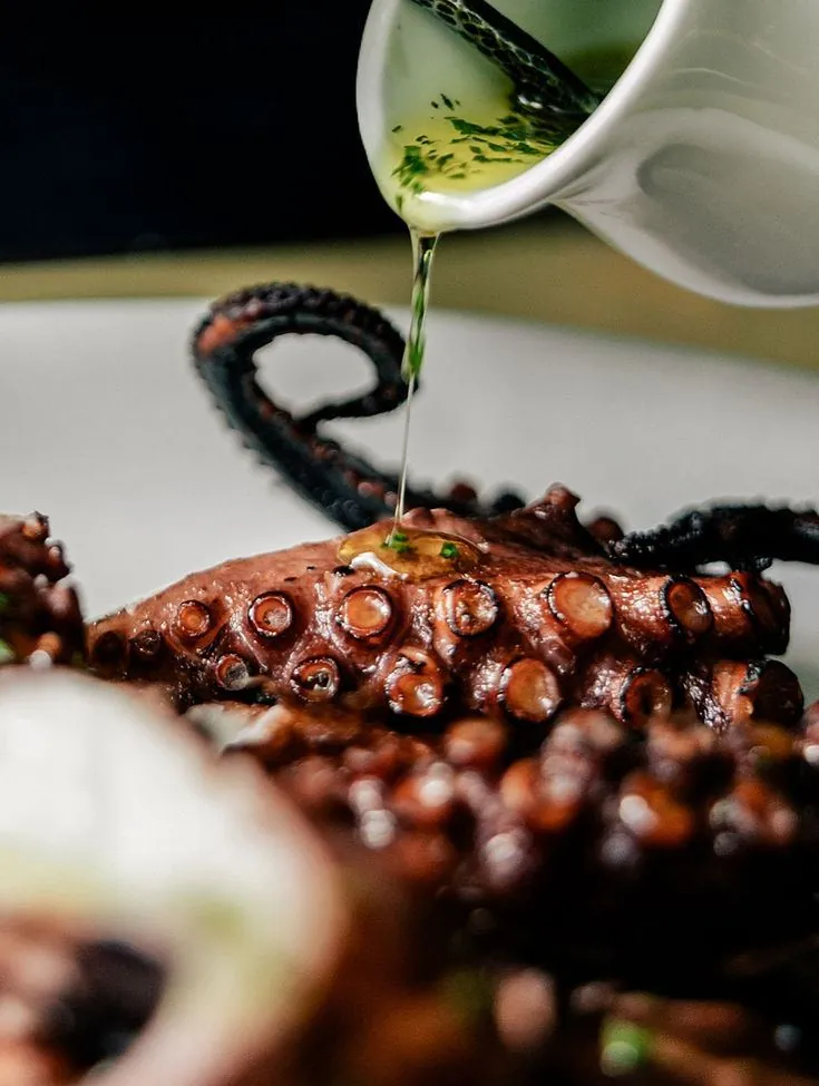 Octopus with herb oil