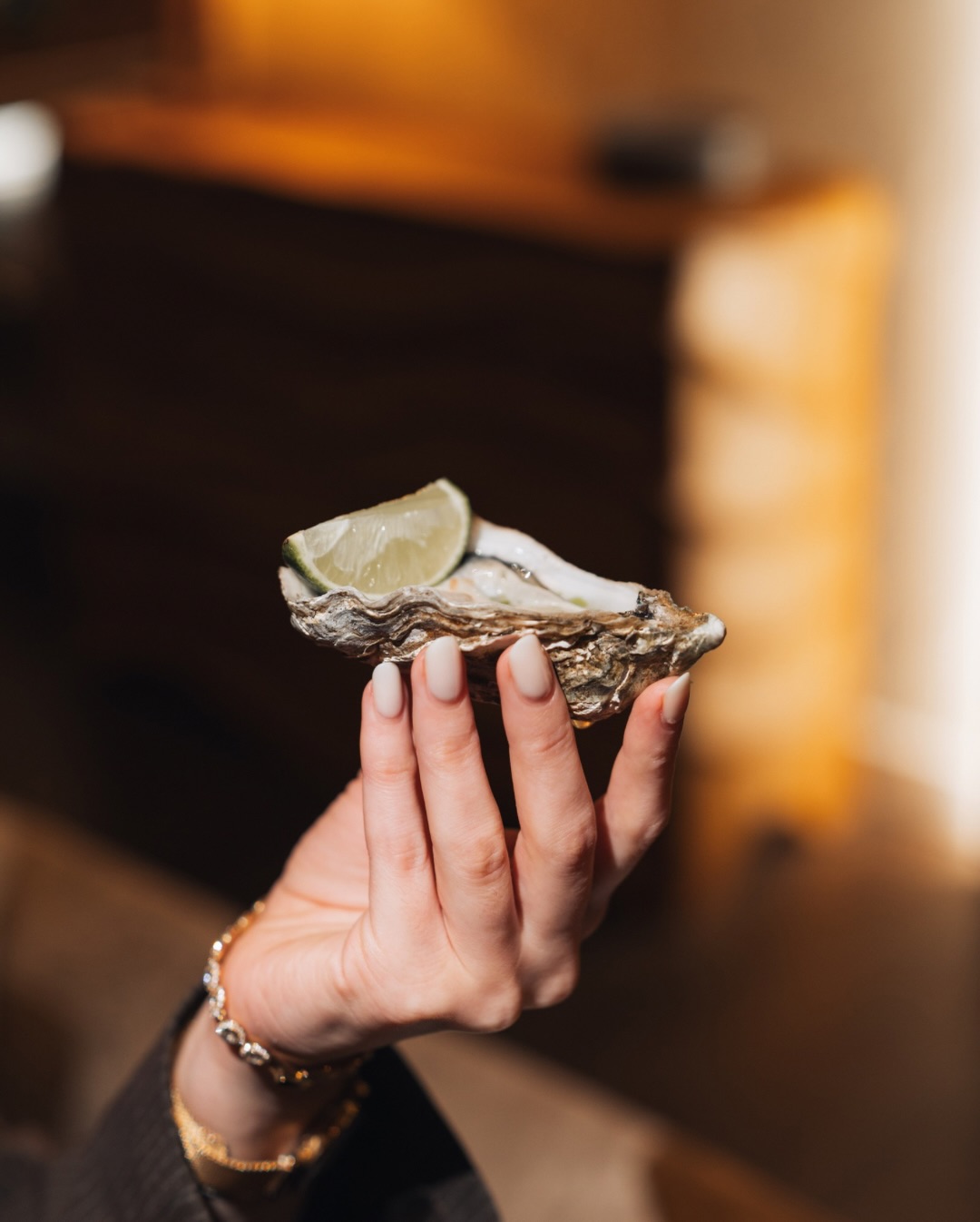Fresh oyster with lime
